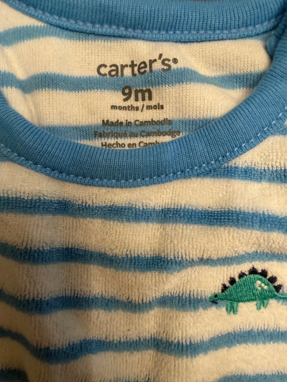 Carter's Baby Boy 3PC Summer Outfit Bundle Dinosaur Romper 9M